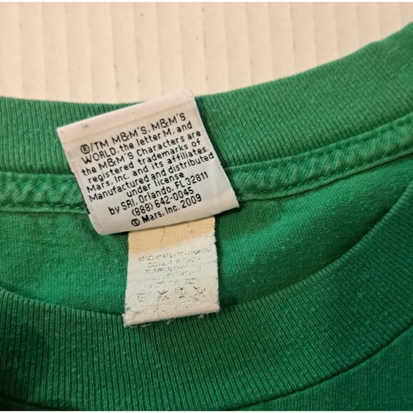 Vtg M&M Candy Green Big Face T Shirt Wink All Over Print Ms. Green Mars Men's XL - Picture 5 of 7